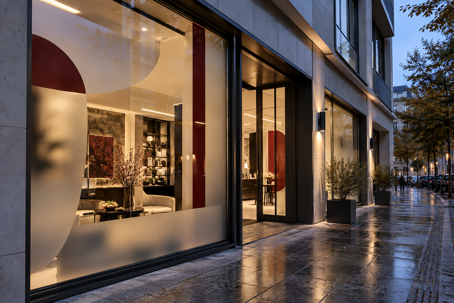 Modernes Schaufenster mit hochwertiger Sichtschutzfolie